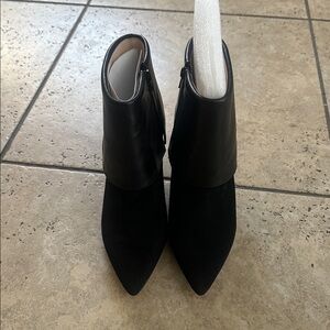 INC Black Suede/Leather Folded Booties W 10